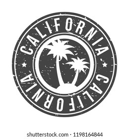 California Travel and Tourism Original Stamp Design Vector Art Round Seal Badge.