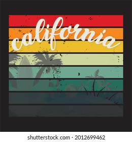 California trendy t-shirt design with palm trees