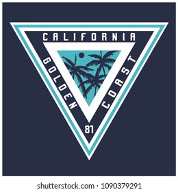 California triangle vector print.Summer t-shirt print.Palm tree vector print.
