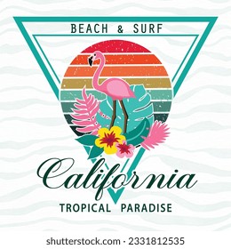 California tropical paradise design retro style.