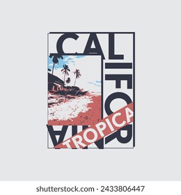 California tropical summer beach typography t shirt design