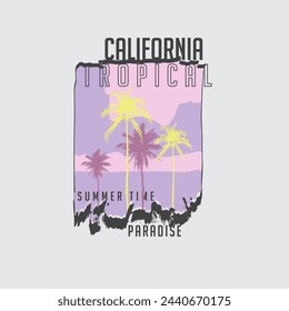 California Tropical summer time paradise typography poster design