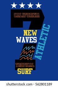 california tropical surf,t-shirt print poster vector illustration