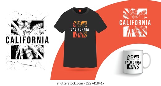 California t-shirt and coffee mug design template