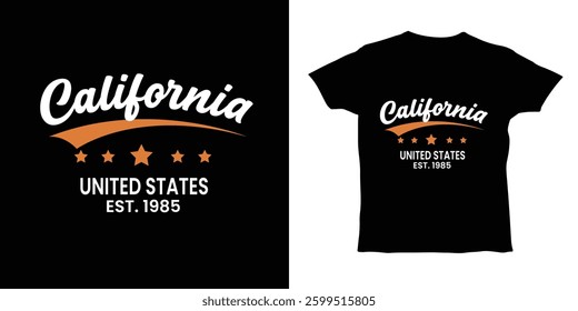 California T-Shirt Design Featuring USA Founding Year vector illustration