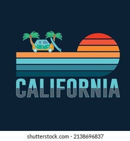 California t-shirt design Free Vector Template