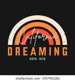 California t-shirt design. Vintage t-shirt design with retro typography for tee print, poster and clothing. T shirt print design with California typography in vintage style. Vector