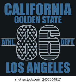 California T-Shirt Mode Typografie Label, Sport Emblem Design, Los Angeles Grafik Drucken