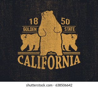 California Tshirt Grizzly Bear Vector Illustration Stock Vector ...