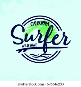 California  t-shirt. Leaf vector and typography.