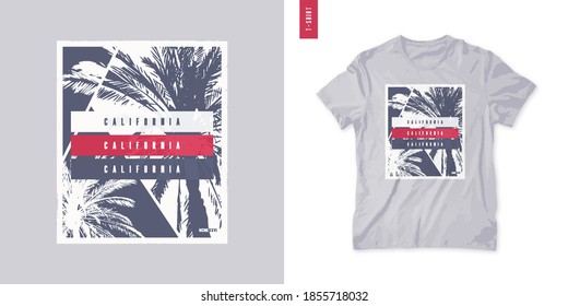 California. T-shirt vector design, poster, print, template.