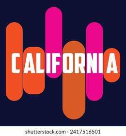 California typography design with map vector. Editable college t-shirt design printable text effect vector