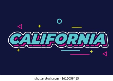 California Typography Design Perfect for T-Shirt Design,Banner design,modren style vector