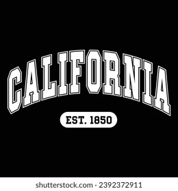 California typography design vector, usa state shirt design vector. Jersey design vector, T-shirt design for usa 