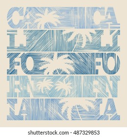 California Typography Graphics. Concept in vintage style for print production. T-shirt fashion Design. Template for poster, print, banner, flyer.