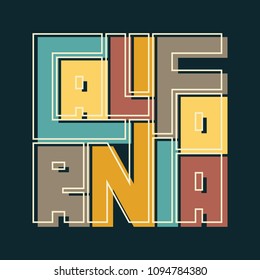 California Typography poster. Vintage concept for print production. T-shirt fashion Design. Template for poster, print, banner, flyer.