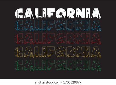 california typography for print t shirt