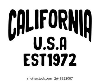 California typography slogan. Varsity vintage for t shirt. usa tee shirt graphics print. Vector illustration.