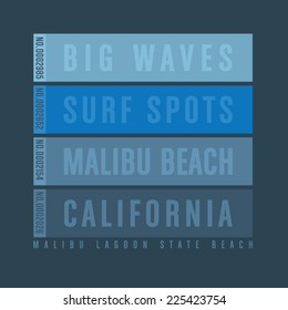 California typography, t-shirt graphics, vectors