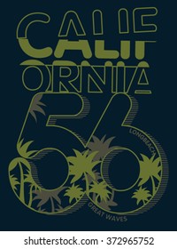 California typography, t-shirt graphics, vectors