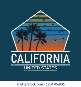 California typography for t-shirt print , vector illustration