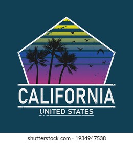 California typography for t-shirt print , vector illustration