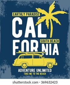 California typography for t-shirt print , vector illustration