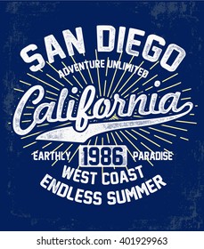 California typography for t-shirt print , vector illustration