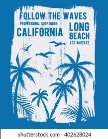 California typography for t-shirt print , vector illustration