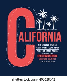 California typography for t-shirt print , vector illustration