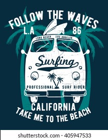 California typography for t-shirt print , vector illustration