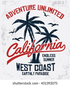 California typography for t-shirt print , vector illustration