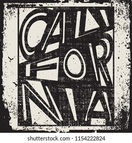 California typography, t-shirt stamp graphics, vintage tee print, athletic apparel design graphic print - vector