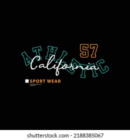 Diseño de camisetas vectoriales de tipografía de California 