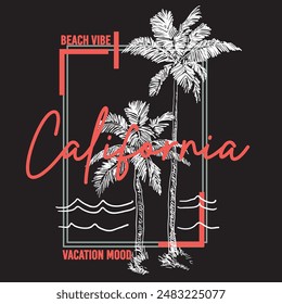 California typography vector t shirt design illustration