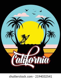 California typography vector t-shirt design.