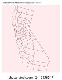 California, United States. Simple vector map. State shape. Outline regions style. Border of California. Vector illustration.