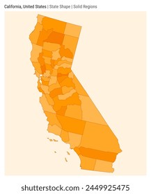 California, United States. Simple vector map. State shape. Solid Regions style. Border of California. Vector illustration.