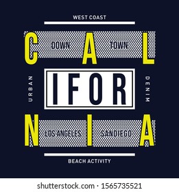 california urban denim graphic typography t shirt design, vector vintage illustration artistic art