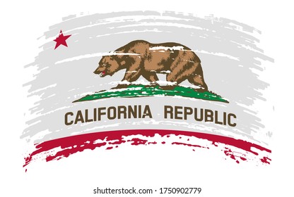 Bandera estadounidense de California en el trazo de pincel grueso, imagen vectorial