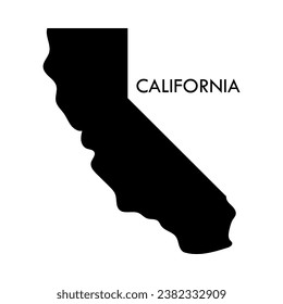 California a US state black element isolated on white background. United state of America. Map with county borders.