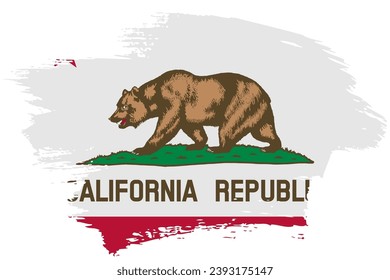 California US State brush stroke flag vector background. Hand drawn grunge style painted isolated banner.
