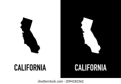 California - U.S. state. Contour line in white and black color on two face background. Map of The United States of America. Vector illustration.