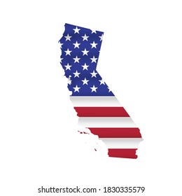 California US state flag map isolated on white. Vector illustration.