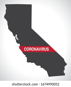 California USA Federal State Map With Coronavirus Warning Illustration