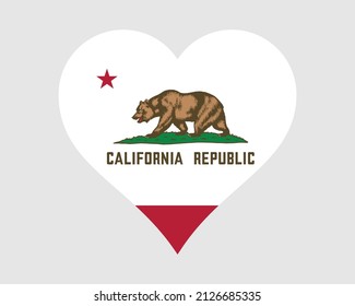 California USA Heart Flag. CA US Love Shape State Flag. Cali Golden State United States of America Banner Icon Sign Symbol Clipart. EPS Vector Illustration. svg