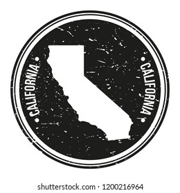 California USA Map Symbol Round Design Stamp Travel and Business