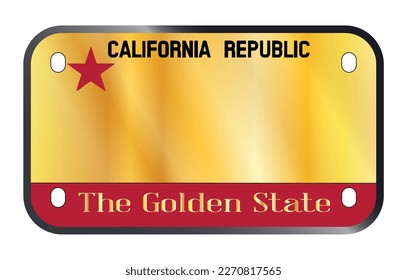 California USA motorcycle licence license plate over a white background