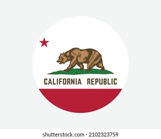 California USA Round State Flag. CA, US Circle Flag. State of California, United States of America Circular Shape Button Banner. EPS Vector Illustration. svg