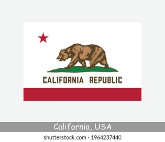California USA State Flag. Flag of CA, USA isolated on white background. United States, America, American, United States of America, US State. Vector illustration. svg